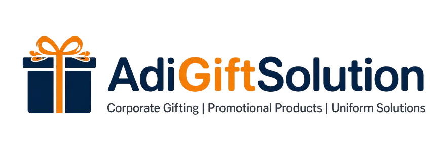 AdiGiftSolution logo featuring a gift box icon with an orange ribbon and the text AdiGiftSolution, representing corporate gifting, promotional products, and uniform solutions.