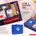 Festive Gift Set of 6 Glass Mug LED Blow Lamp SS Bottle Healthy Treats