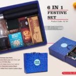 Festive Gift Set of 6 LED Lamp SS Bottle Coffee Mug Gourmet Treats