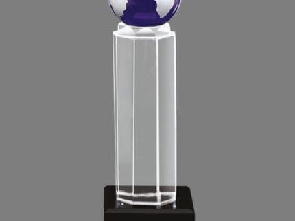 Blue Globe Acrylic Trophy - Customizable Awards for Corporate