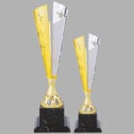 Golden Silver Metal Star Trophy two tone corporate award