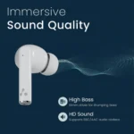 Ambrane Dots Asta white earbuds front view