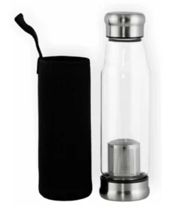Glass Te Infuser Bottle with Black Cover Custom Stainless Steel
