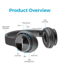 Over-ear wireless headphones with AUX mode WH-74