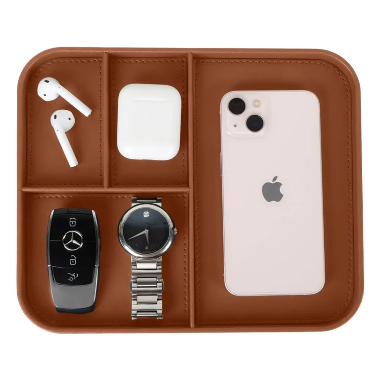 Premium Leather Valet Tray for Keys, Wallet, Watch & Mobile