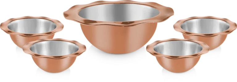 Belly Dessert Bowl 5 Pcs Set – Premium Stainless Steel Copper Finish