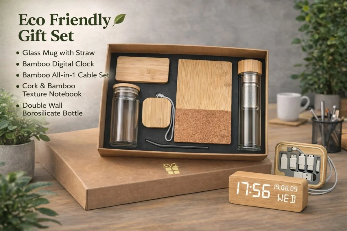 eco friendly corporate gift set bamboo glass sustainable gift box India